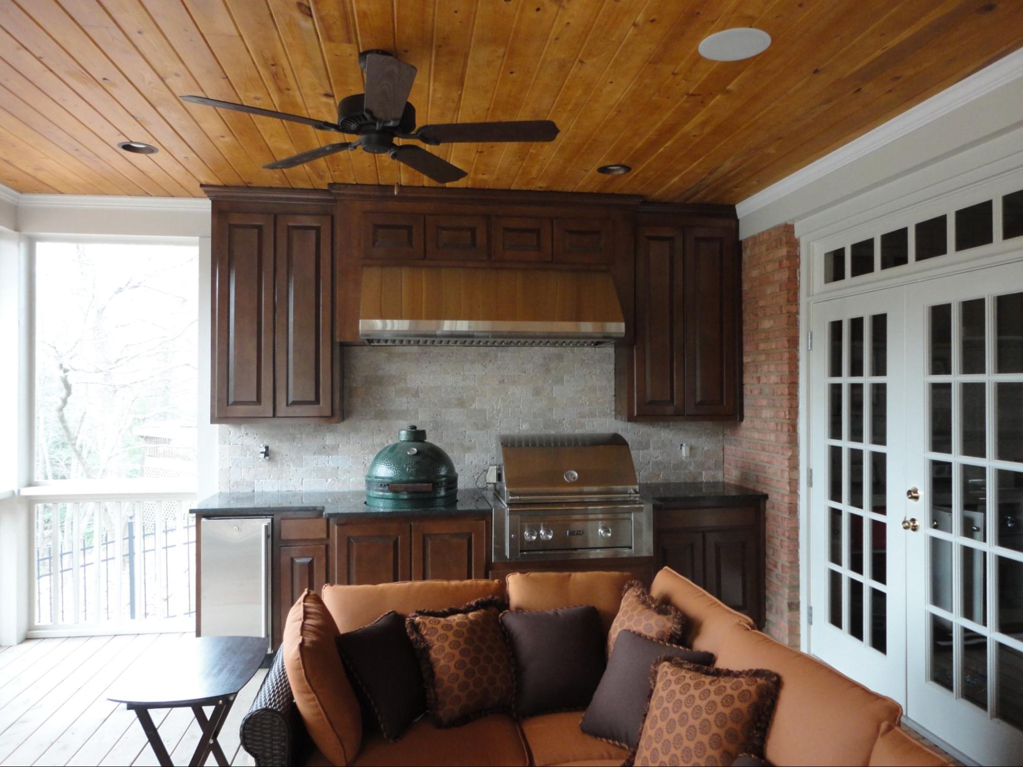 Countertop with a built in grill on a backporch