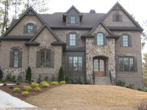 three-story stone exterior home